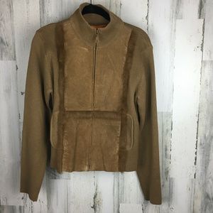 Cynthia Steffe Suede/Fur Jacket Camel Color M NWT
